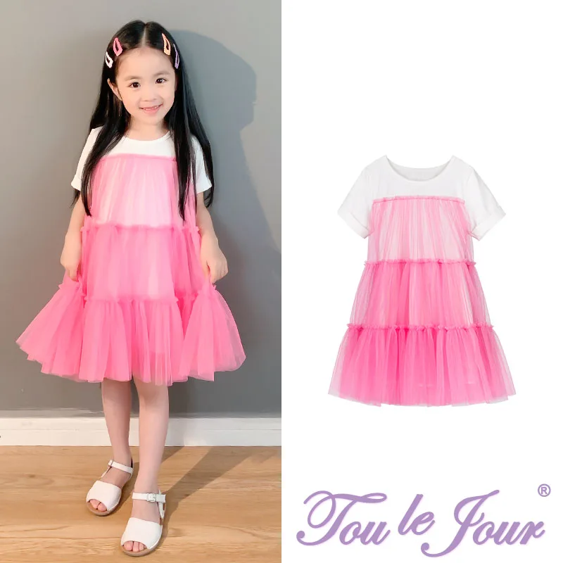 

Girls' Wear Summer gorgeous comfortable cotton knit mesh cake dress princess dress