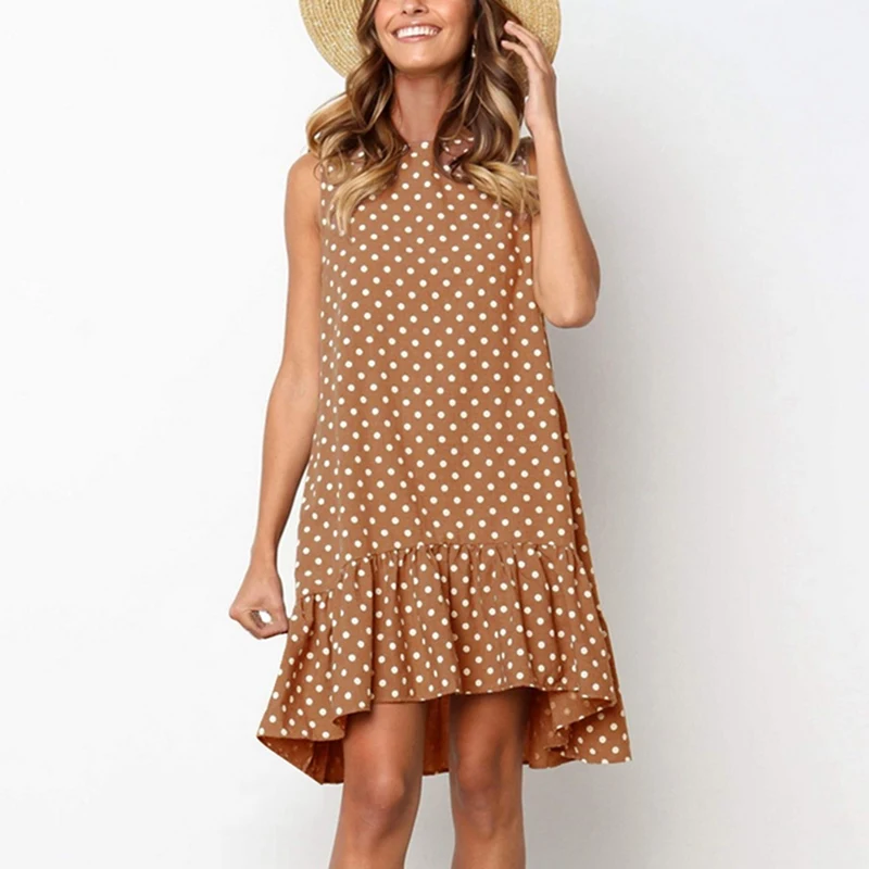 

Laamei 2019 Wave Point Dress Ruffle Women Spring Summer Fashion Street Sexy Casual Slim Beach Party Mini Dress Female Vestidos