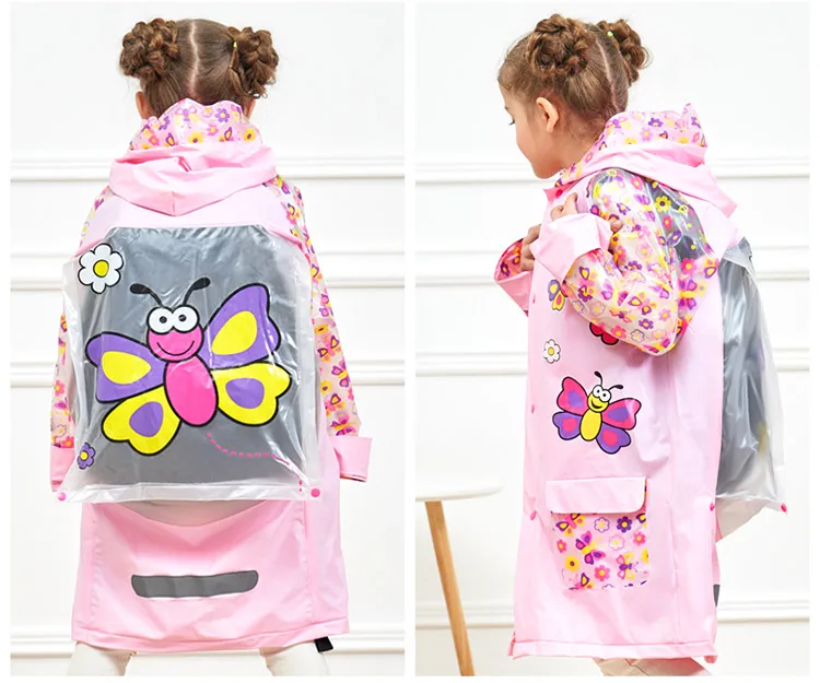 5.Toddler Kids Raincoat EVA Rain Coat Hooded Boys Girls Rain Poncho Impermeable Raincoat For Children With Schoolbag