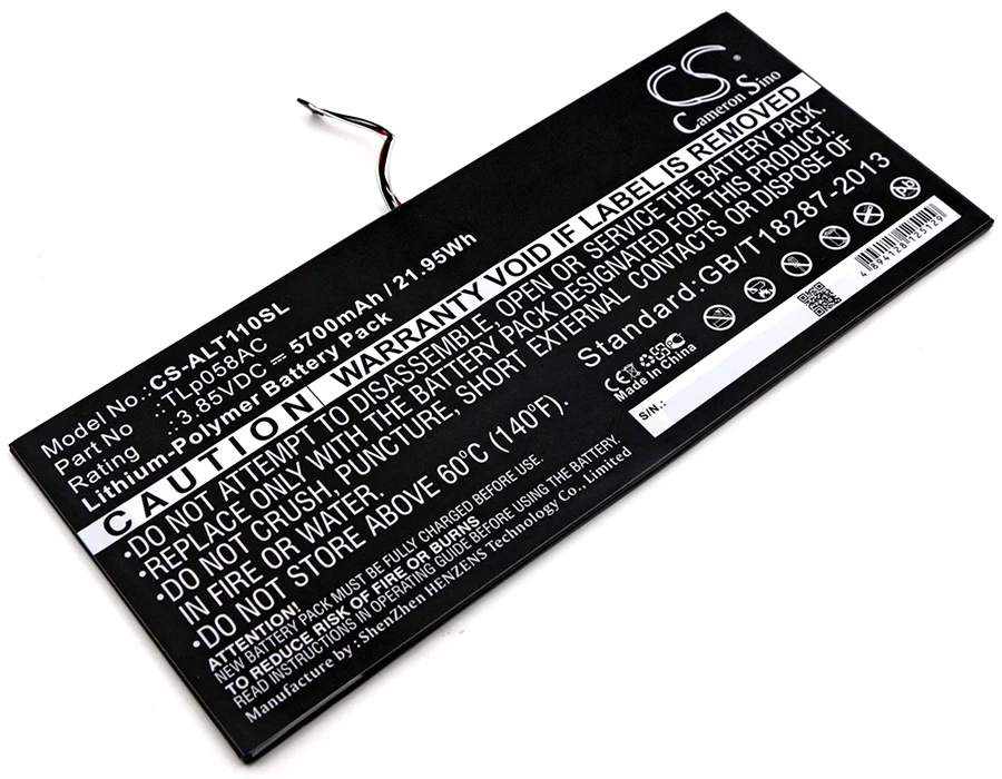 Cameron Sino 5700 мАч аккумулятор TLp058AC для Alcatel One Touch Plus 10 дюймов OT 8085|Батареи планшетов и