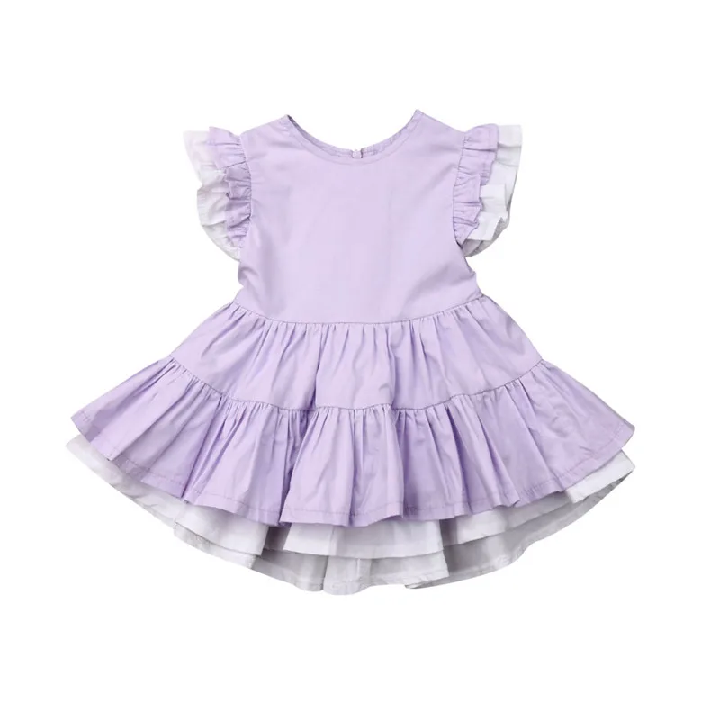 

2019 Formal Kids Baby Girl Princess Dress Fly Sleeve Wedding Party Pageant Ball Gown Children Girl High Waist Tutu Dress 1-6Y