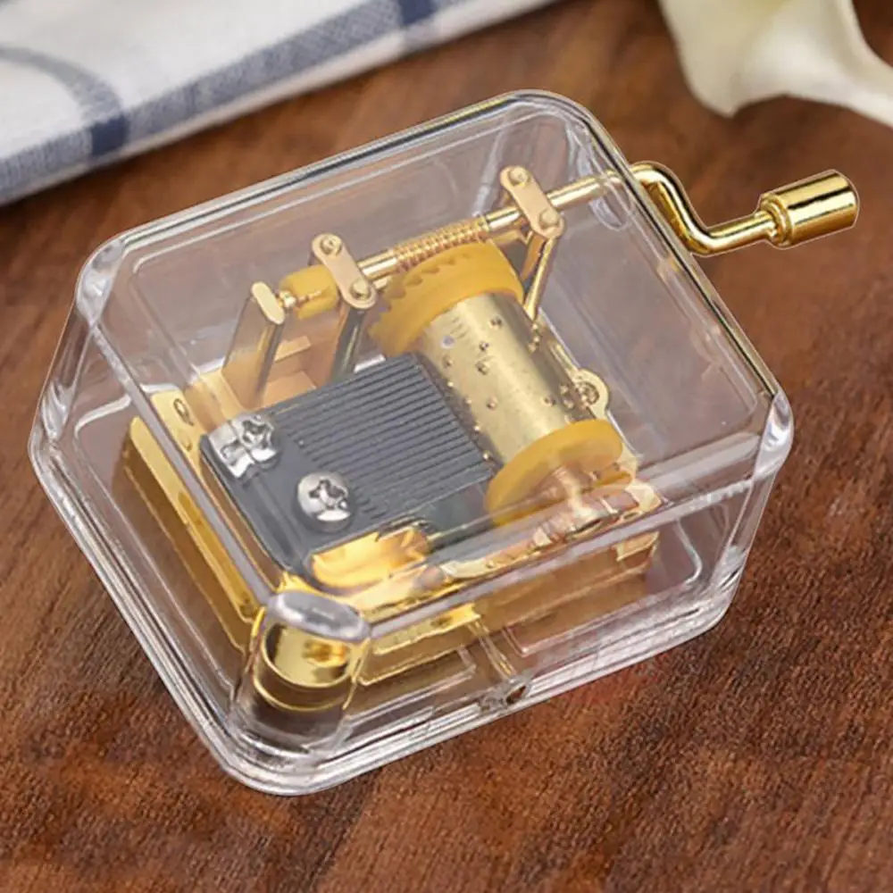 

Mini 5 Acrylic Clear Hand Cranked Musical Mechanism Music Box Castle In The Sky/Canon/Spirited Away Kids Early Education Gifts