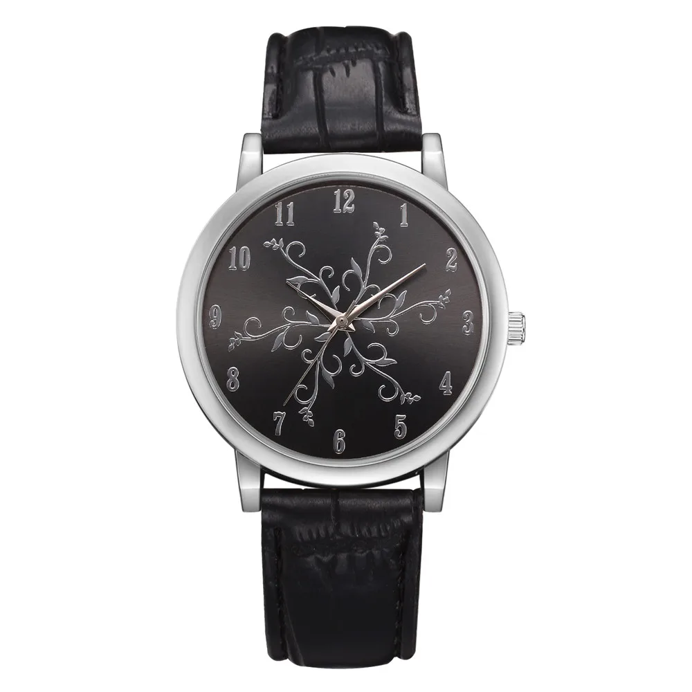 

Fashion Women Watch Vintage Relief Print Dial Ladies Watch Clock Leather Band Analog Quartz Wrist Watch Gift Bayan Kol Saati#W