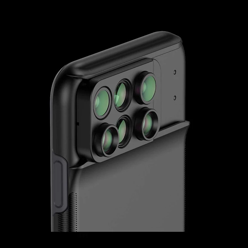 

New For iPhone XS Max Dual Camera Lens 6 in 1 Fisheye Wide Angle Macro Lens For iPhone XS XR Xs Max Telescope Zoom Lenses + Case