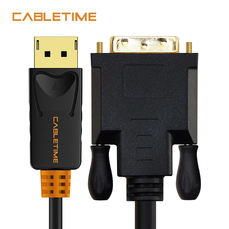 

CABLETIME 2019 New Display Port to DVI Cable M/M DisplayPort DP to DVI Connection Adapter 1080P 3D for PC Projector HDTV C074