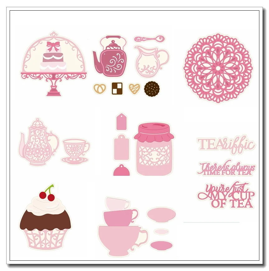 

Afternoon tea Mixed Food Shape Metal Cutting Dies Stencil Scrapbook Album Embossing For Gift Card Making Handcrafts Decor