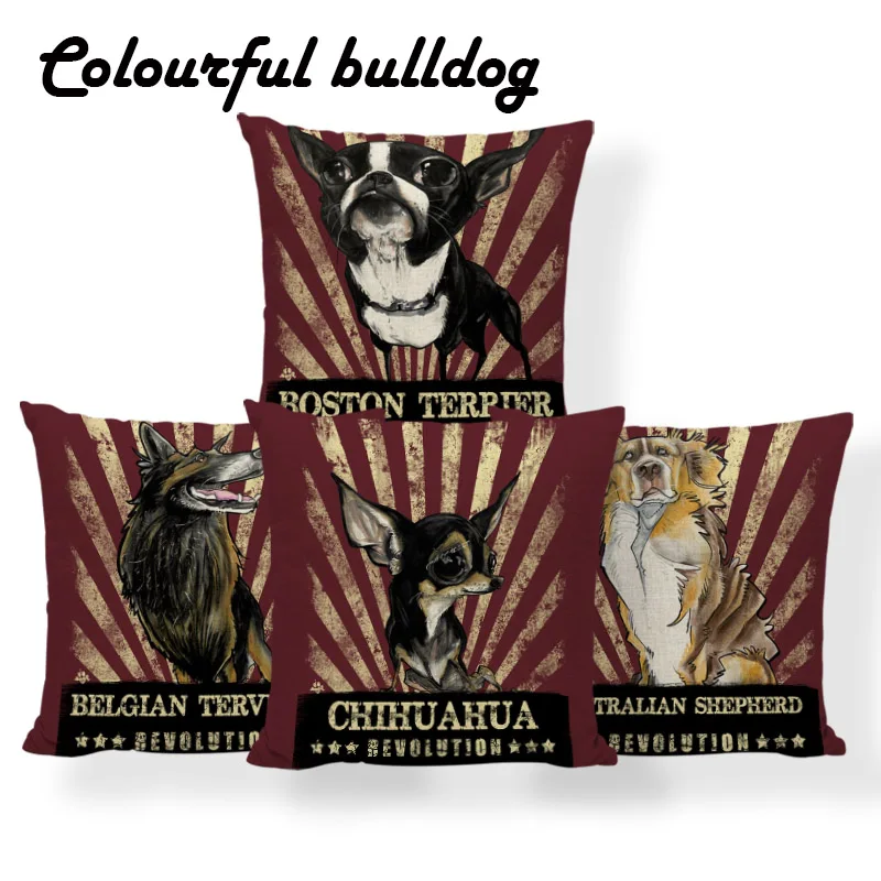 

Chihuahua Boston Terrier Cushions Akita Animal Pillowcase American Bulldog Chakra Farmhouse Gift Throw Pillow 18X18 Cotton Blend