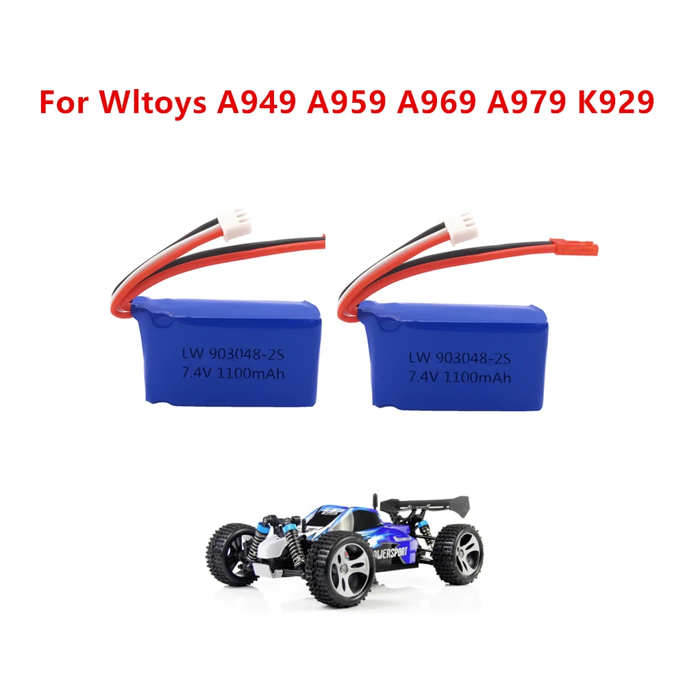 

7.4V LiPo Drone Batteria Wltoys A949 A959 A969 A979 K929 1100mah Lipo Battery 2S For Wltoys a959 RC Helicopter Airplane Car Boat
