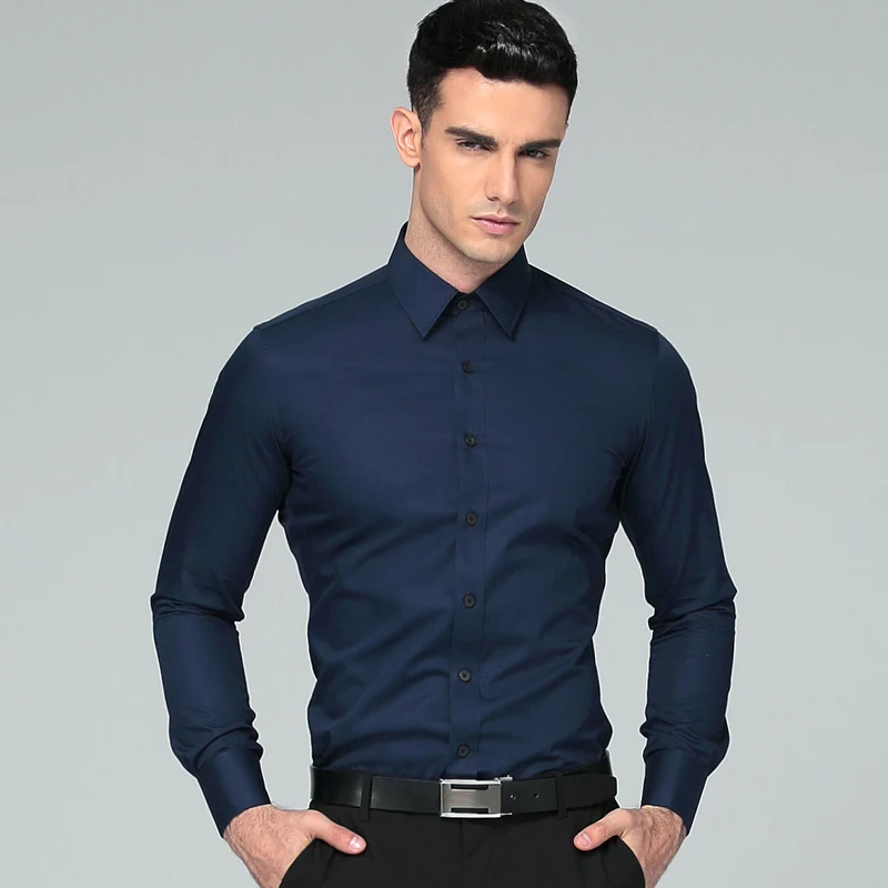 2018 New Men Dress Shirts French Cufflink High Quality Cotton Blend