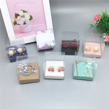 

4*4*4cm Clear Transparent waterproof PVC Boxes Fashion Pvc Earring Packing Boxes Jewelry Accessories Displays Gift Boxes