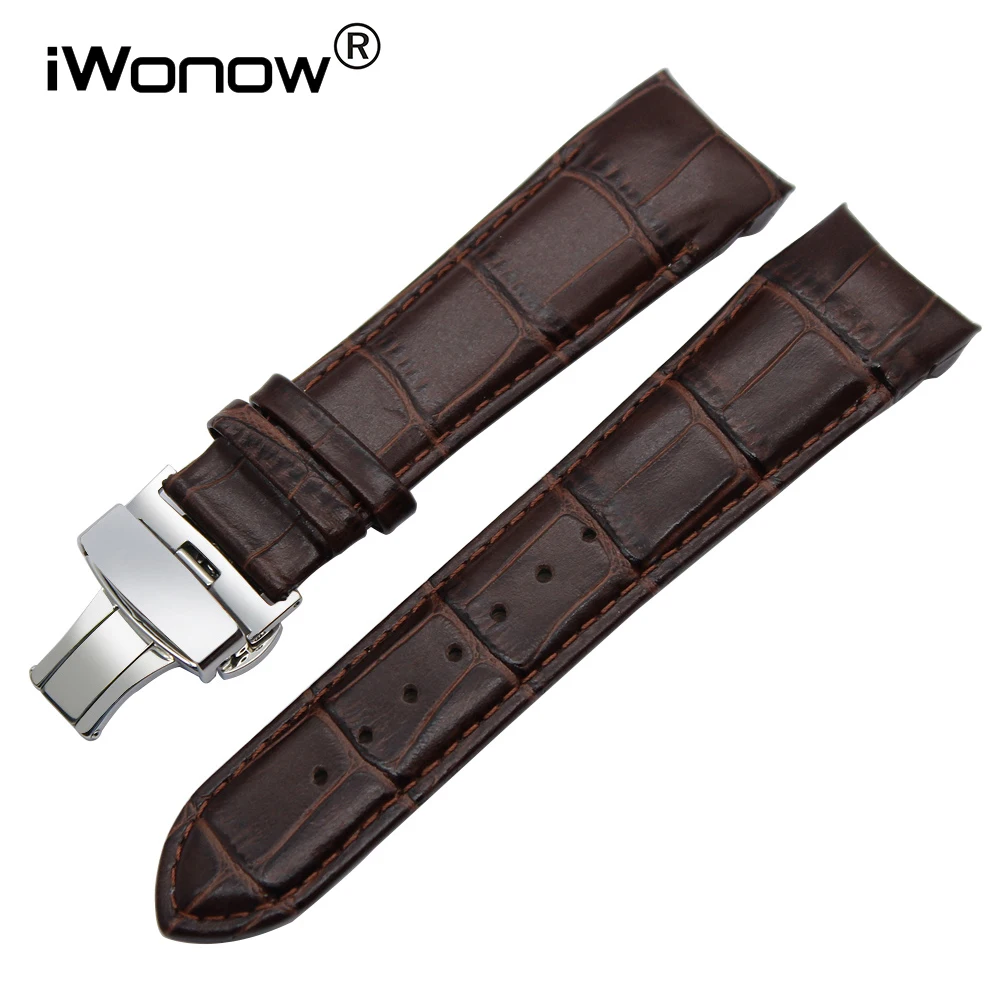 Curved End Genuine Calf Leather Watchband for T035 Couturier Watch Band