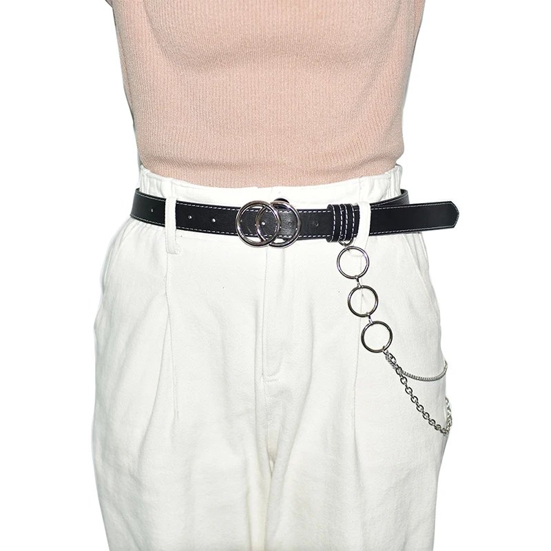 Новые модные сапоги в панковском стиле, брюки с двойной пряжкой из искусственной кожи поясом для Для женщин платье из джинсовой ткани женские ремни Ремни Para Mujer 100 см
