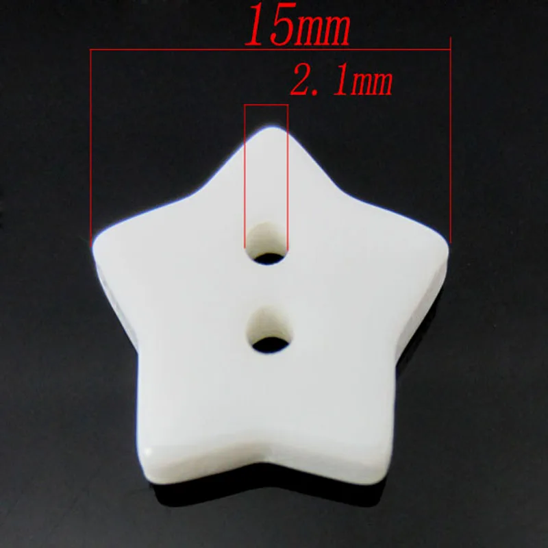 50pcs 5/8" 2-Holes Star Shaped Resin Buttons White Buttons Fit Sewing Craft Scrapbooking 15.0mm 2
