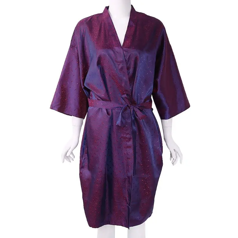 100x60 см Парикмахерская клиентская одежда халат накидка для волос водонепроницаемый для клиентов кимоно стиль - Цвет: Фиолетовый