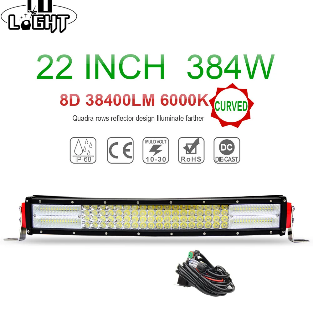 

CO LIGHT 22'' Offroad Led Bar Curved 8D Led Work Light Bar Combo 384W Auto Driving Lamp for Lada Niva Uaz Gaz Jeep ATV 12V 24V