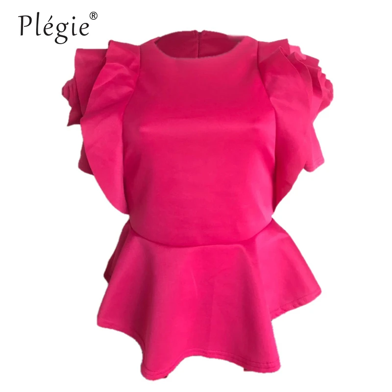 Летняя Блузка Plegie с рукавом бабочкой модные женские топы круглым вырезом и