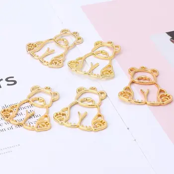

5Pcs Toy Bear Hollow Metal Frames Pendants Bezels Setting Resin Jewelry Making Y4QB