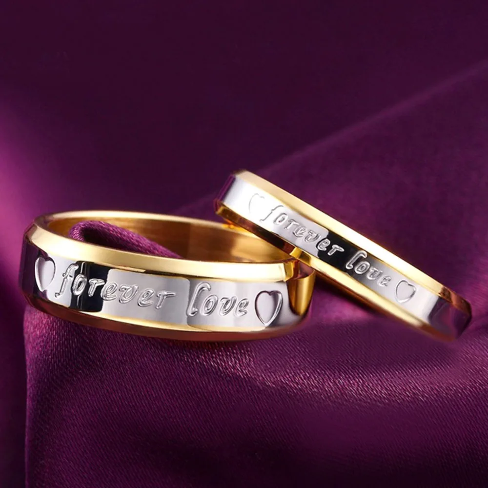 Anillo De Oro Forever Love Para Mujer Y Hombre Joyer a De Alta Calidad 