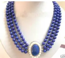 Women jewelry choker anime gem chocker maxi collier natural Charming Jewelry 3Row Real Lapis Lazuli white pearl clasp Necklace Women jewelry choker anime gem chocker maxi collier natural Charming Jewelry 3Row Real Lapis Lazuli white pearl clasp Necklace