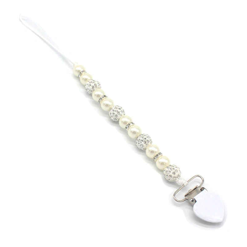 

Baby Pacifier Clip Boy Girl Crystal Plastic Beaded Pacifier Holder Clip Nipple Teether Dummy Strap Chain Soother Chain Toys Wh