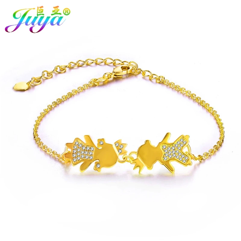 Gold Juya, женские браслеты ручной работы, товары для мамы+ мальчика+ девочки, звенья цепи, браслеты для ручной работы, подарок на день матери и дочери, ювелирные изделия - Окраска металла: Gold