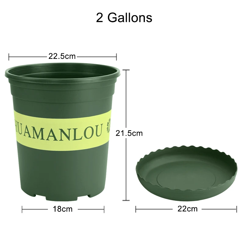 Садоводство высадка пластиковый цветочный горшок галлоновые горшки семейный садовый горшок большой горшок с лотком из небьющегося пластика кассеты для рассады - Цвет: Green