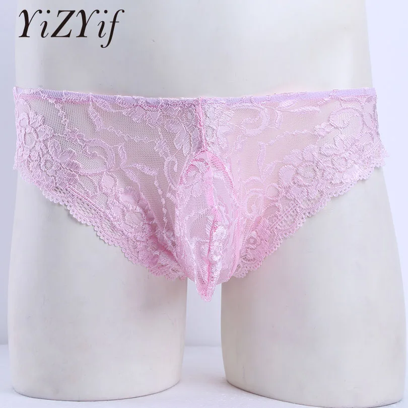 

YiZYiF Sexy Mens Pink Thong Gay Mens Lace Underwear Thong Mesh Sheer Underwear Bulge Boxers Shorts Plus Size Sexy Men's Boxer