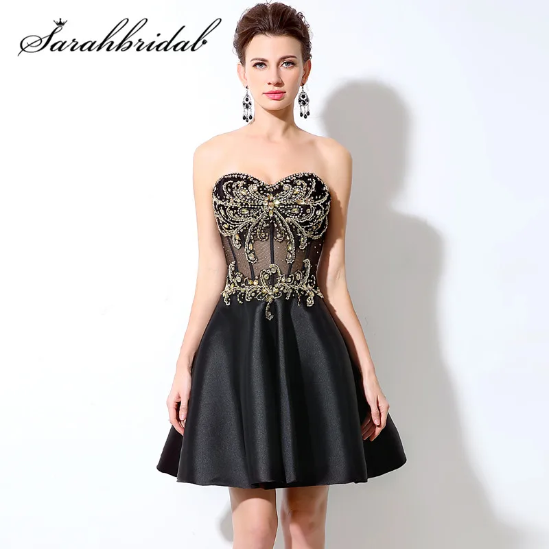 black mini prom dress