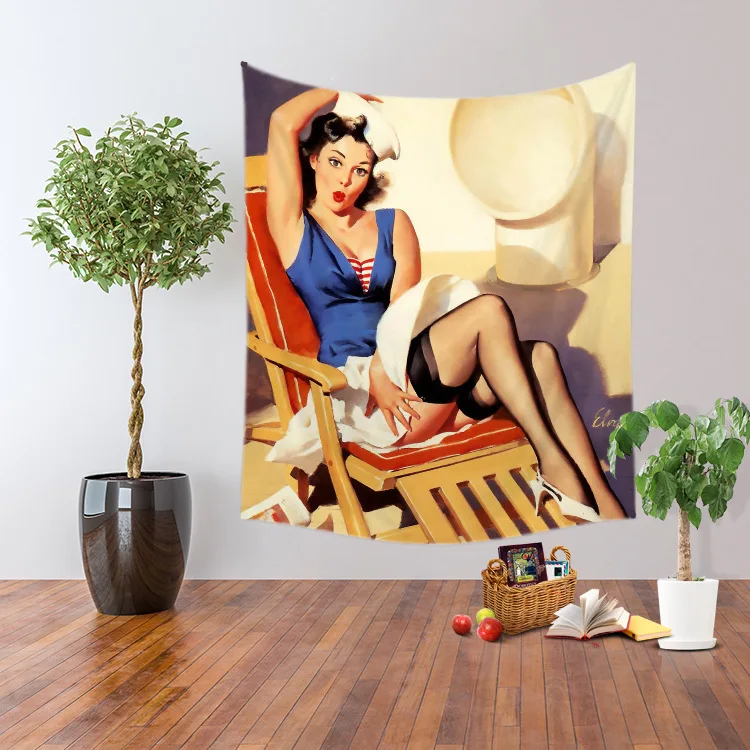 

Sexy Lady Wall Hanging Decorative Tapestries Personality Hotel Decorative Background Painting Bed Cover Adornment Lady Mural