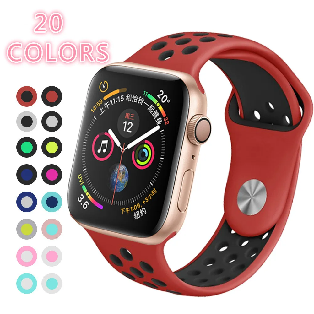 

New Silicone strap for apple watch band 42mm 38mm 44mm/40mm bracelet sport wrist watch belt Rubber watchband for iwatch 4/3/2/1