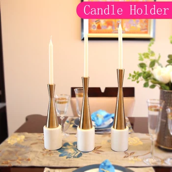 

candlelight dinner fashion marble Metal Candle Holder dining table Candlestick home decor crafts room decoration wedding decor