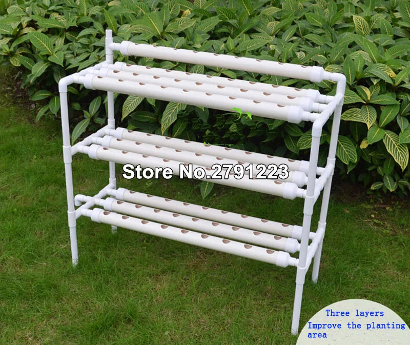 Square Hydroponic 6 Plant Site Grow Kit with 110V Pump Baskets Grow System 