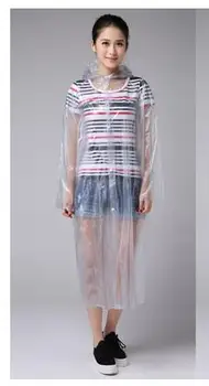 

Thickened adult raincoat poncho transparent student conjoined long travel hiking PVC plastic coat cloak