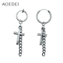 AOEDEJ крест маленькие серьги-кольца для мужчин и женщин корейские серьги мужские кисточки висячие серьги не пирсинг серьги Creolen