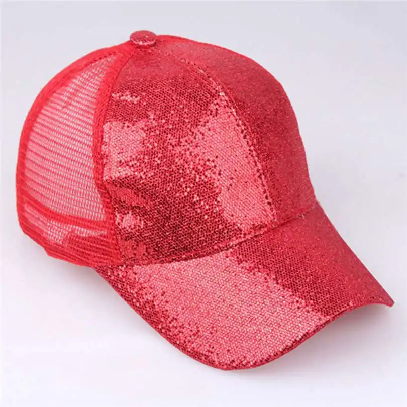 New Fashion Unisex Women Casual Daily Ponytail Baseball Cap Sequins Shiny Messy Bun Snapback Hat Sun Classics Caps #4F03 (15)