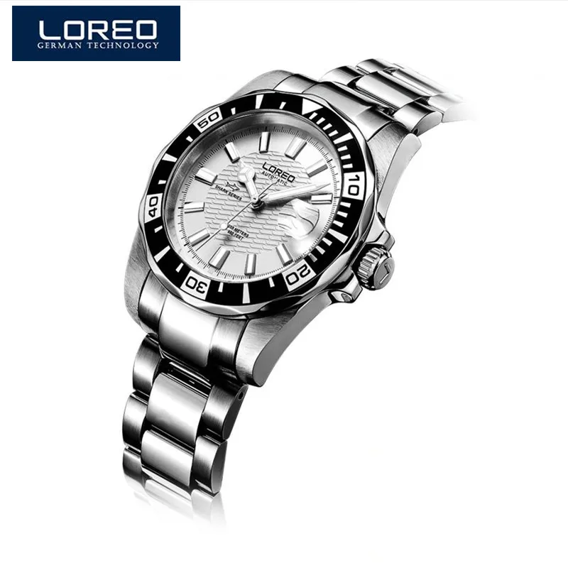 LOREO Brand Watches Men Fashion Casual Skeleton Wristwatches Automatic Wind Mechanical Watch Steel Band Relogio Masculino A54