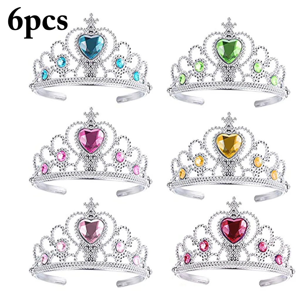 6 шт., Кристальные тиары принцессы для девочек и повязка в виде короны, для маленьких девочек, для свадебного торжества, венчания, украшения