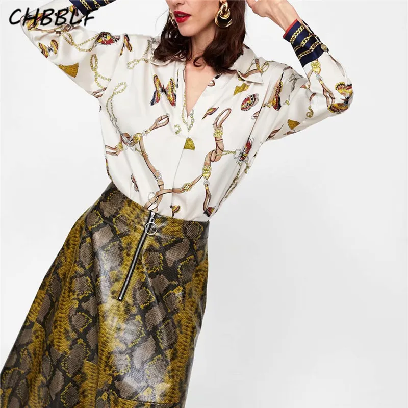 

CHBBLF women stylish print loose blouses long sleeve turn down collar shirts ladies casual chic tops blusas XDL1580