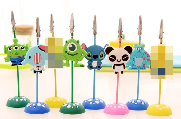

Kawaii Cartoon Metal Memo Clips Note Card Stand Holders Photo Holder Office Supplies Organizer foto houder