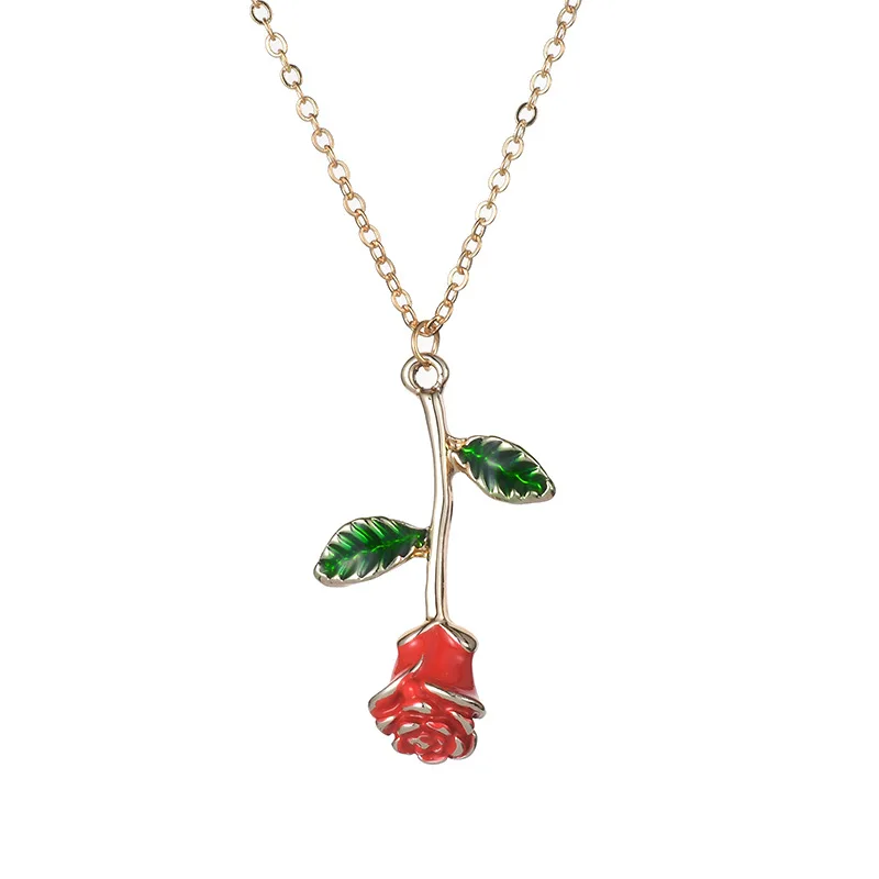 Новинка, изысканное розовое ожерелье с кулоном для девушки, подарок на день Святого Валентина, очаровательное милое женское ювелирное ожерелье
