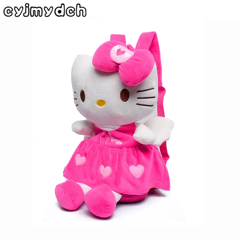 Cyjmydch Soft Kity Plush Backpacks For Girls Dolls&Stuffed Toys Rose Red Children Backpack Baby School Bags Kids Baby Bags