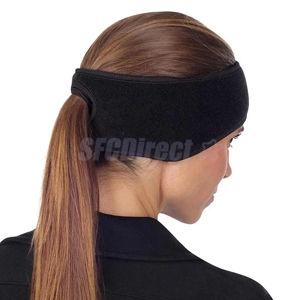 Womens Thermal Polar Fleece Ponytail Headband Ear Warmers Ear Muffs for Outdoor Sports, Fitness, Running or Daily Wear