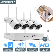 Saqicam 4CH Беспроводная система видеонаблюдения 960 P 1.3MP WiFi HD ip-камера наружного ночного видения CCTV NVR домашний комплект камер видеонаблюдения