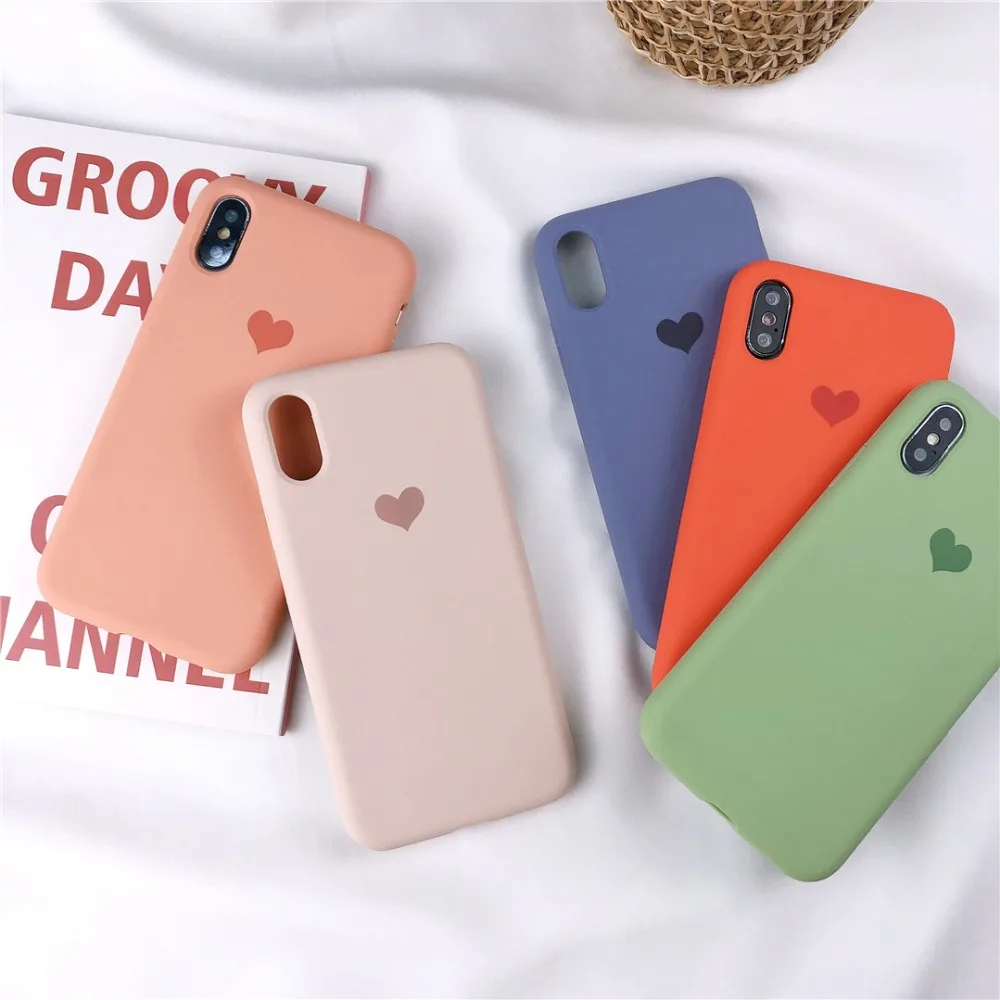 HUANQING Fashion Love Liquid mobile phone case For X XR XS Max 6 6S 7 7Plus 8 8Plus Protective Cover Sugar color case12
