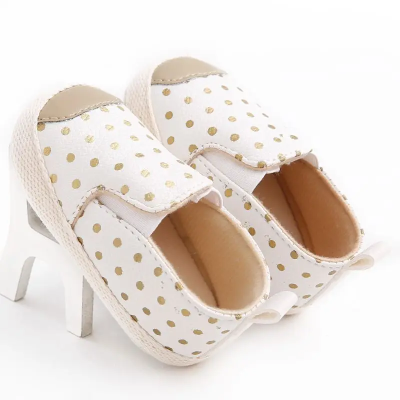  PU Leather Infant Toddler Polka Dots Crib Bebe Unisex Kids Children Prewalker Shoes Newborn First W