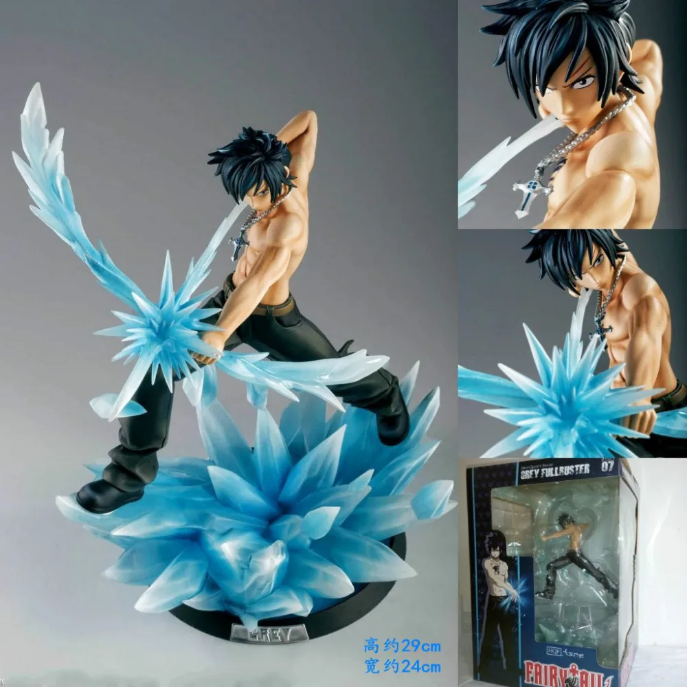 

Hot Anime Comic Fairy Tail Gray Fullbuster Ice Magic Super Freeze Arrow Grey Battle Style 28cm Action Figure Toys Brand New