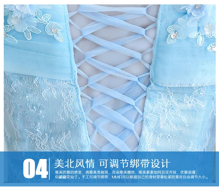 Новое поступление романтическое синее бальное платье Бальные платья Спагетти ремни возлюбленной кристалл кружева сзади на заказ