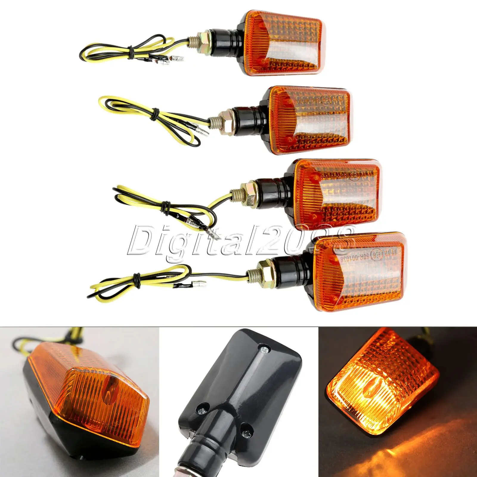 

4x Orange Lens Motorcycle Turn Signal ATV Bike Motocicletas Indicators Light Bulb Amber Not LED Lights 12V Acessorios Para Moto
