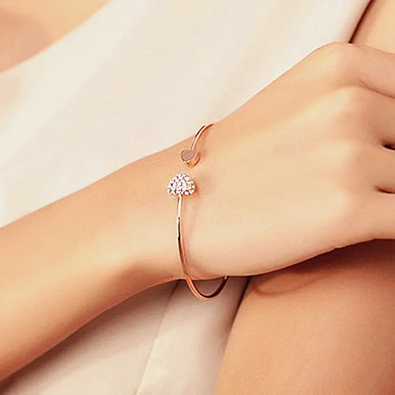 

2019 New Fashion Adjustable Crystal Double Heart Bowknot ID Bracelets Women Jewelry Gift Wholesale