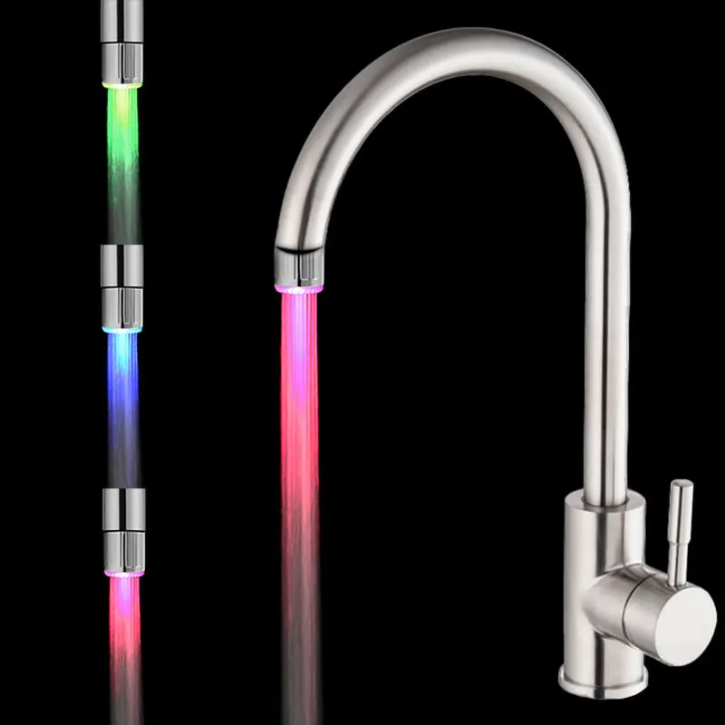 

7 Colors LED Water Faucet Lights Colorful Changing Glow Shower Head Kitchen Tap Aerators for Kitchen Bathroom Filter Parts